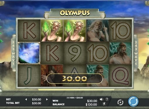 Комбинация символов на линии в игре Olympus 